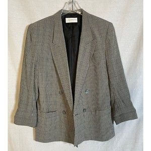 Vintage Liz Claiborne Plaid Womens Jacket Petite Collection Size 10